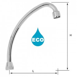 Bec col de cygne 1/2'' Eco - H180 / L150 mm - Portée plate - 8 litres/min. - Tube 14 - NF EN 246