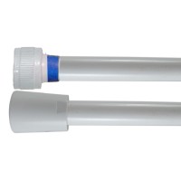 Flexible PVC Lisse 1.50 m - Blanc Collerette Bleue - Usage Unique - Qualité Alimentaire - Ecrous ABS blancs