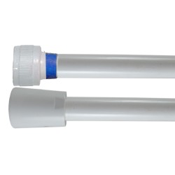 Flexible PVC Lisse 1.50 m - Blanc Collerette Bleue - Usage Unique - Qualité Alimentaire - Ecrous ABS blancs