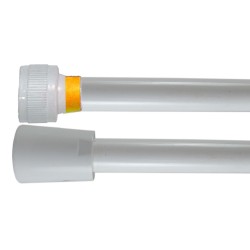 Flexible PVC Lisse 2.00 m - Blanc Collerette Jaune - Usage Unique - Qualité Alimentaire - Ecrous ABS blancs