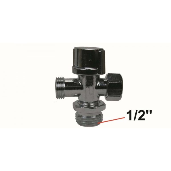 Robinet d'arrêt équerre WC - 3/8'' F / 3/8'' M à 1/2'' Mâle - Chromé