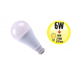 Ampoule à LED Globe - Culot B22 - 6W Equivalence 40W - 2700K - A+