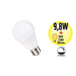 Ampoule à LED Globe - Culot E27 - 9,8W Equivalence 60W Dimmable - 2700K - A+