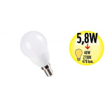 Ampoule à LED Globe - Culot E14 - 5,8W Equivalence 40W - 2700K - A+