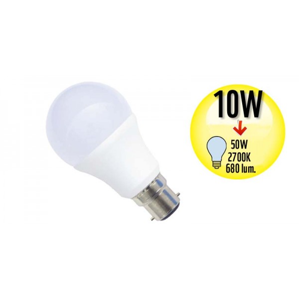 Ampoule à LED Globe - Culot B22 - 10W Equivalence 50W - 2700K - A+