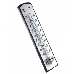 Thermomètre interieur en bois grand modèle fond blanc - temp. de -30° à +50° C