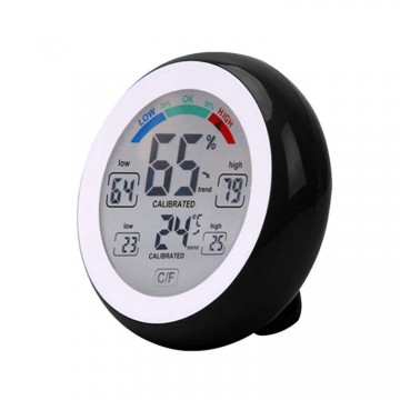 Thermometre / Hygromètre Digital 10 fonctions - Temp. de -0° à +50°C - Humidité 20 à 95%RH - Noir