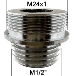 Adaptateur Robinet Haut - Laiton Chromé - M24x100 à M1/2 + joint NBR 24X1