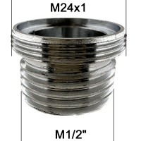 Adaptateur Robinet - Laiton Chromé - M24x100 à M1/2 - Ecoperl