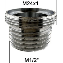 Adaptateur Robinet - Laiton Chromé - M24x100 à M1/2 + joint NBR 24X1