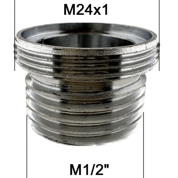 Adaptateur Robinet - Laiton Chromé - M24x100 à M1/2 + joint NBR 24X1