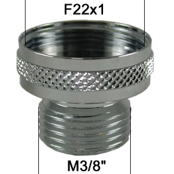 Adaptateur Robinet - Laiton Chromé - F22x100 à M3/8'' + joint NBR 22x1