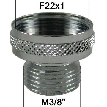 Adaptateur Robinet - Laiton Chromé - F22x100 à M3/8'' + joint NBR 22x1