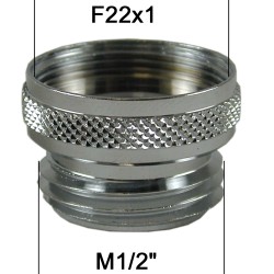 Adaptateur Robinet - Laiton Chromé - F22x100 à M1/2 + joint NBR 22x1
