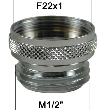 Adaptateur Robinet - Laiton Chromé - F22x100 à M1/2 + joint NBR 22x1