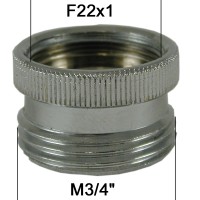 Adaptateur Robinet - Laiton Chromé - F22x100 à M3/4" - Ecoperl