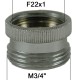 Adaptateur Robinet - Laiton Chromé - F22x100 à M3/4" - Ecoperl