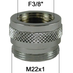 Adaptateur Robinet - Laiton Chromé - F3/8'' à M22x100 + joint NBR 12x17