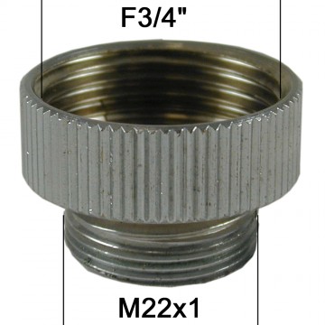 Adaptateur Robinet - Laiton Chromé - F3/4 à M22x100 + joint CT 20x27