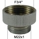 Adaptateur Robinet - Laiton Chromé - M22x100 à F3/4" - Ecoperl