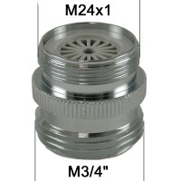 Adaptateur Robinet - Laiton Chromé - M24x100 à M3/4" + Brise-jet étoile - Ecoperl
