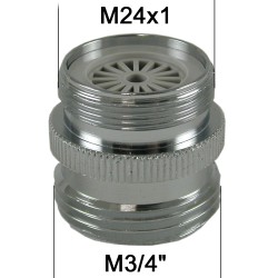 Adaptateur Robinet - Laiton Chromé - M24x100 à M3/4 + Brise-jet étoile + joint NBR 24x1