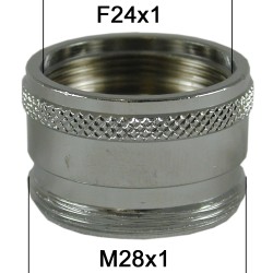 Adaptateur Robinet - Laiton Chromé - F24x100 à M28x100 + joint NBR 24x1