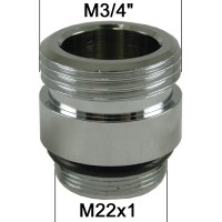 Adaptateur Robinet - Laiton Chromé - M22x100 à M3/4'' - Ecoperl