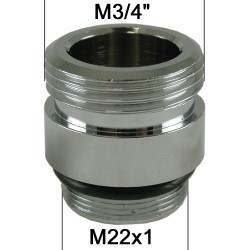 Adaptateur Robinet - Laiton Chromé - M3/4''à M22x100 + joint NBR 22x1