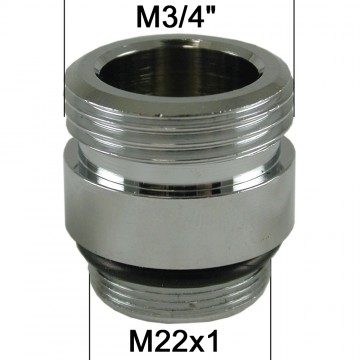 Adaptateur Robinet - Laiton Chromé - M3/4''à M22x100 + joint NBR 22x1