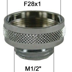 Adaptateur Robinet - Laiton Chromé - F28x100 à M1/2'' + joint NBR 28x1