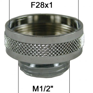 Adaptateur Robinet - Laiton Chromé - F28x100 à M1/2'' + joint NBR 28x1