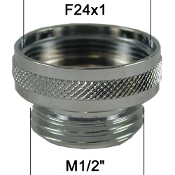 Adaptateur Robinet - Laiton Chromé - F24x100 à M1/2'' + joint NBR 24x1