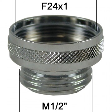 Adaptateur Robinet - Laiton Chromé - F24x100 à M1/2'' + joint NBR 24x1
