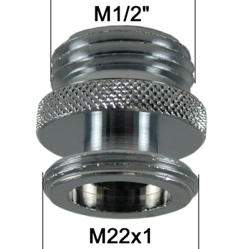 Adaptateur Robinet - Laiton Chromé - M1/2 à M22x100 - épaulement + joint NBR