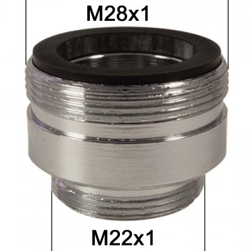Adaptateur Robinet - Laiton Chromé - M28x100 à M22x100 + joint NBR 28x1