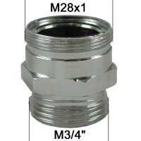 Adaptateur Robinet - Laiton Chromé - M28x100 à M3/4" + Brise-jet étoile - Ecoperl