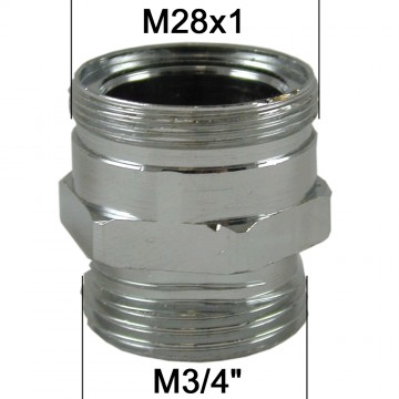 Adaptateur Robinet - Laiton Chromé - M28x100 à M3/4 + Brise-jet étoile + joint NBR 24x1