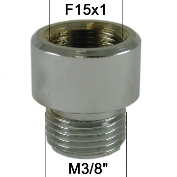 Adaptateur Robinet - Laiton Chromé - F15x100 à M3/8'' + joint CT 15x1