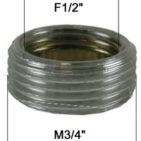 Adaptateur raccord Laiton - Plat libre - F15x21 (1/2'') à M20x27 (3/4'')