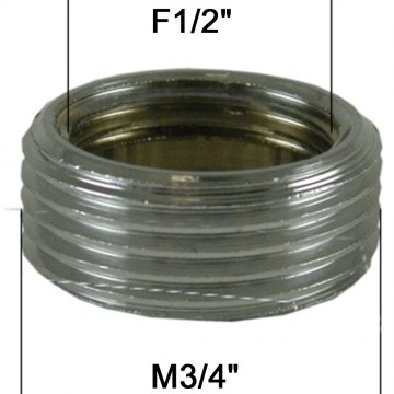 Adaptateur raccord Laiton - Plat libre - F15x21 (1/2'') à M20x27 (3/4'')