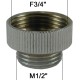 Adaptateur raccord Laiton - F20x27 (3/4'') à M15x21 (1/2'') - Ecoperl