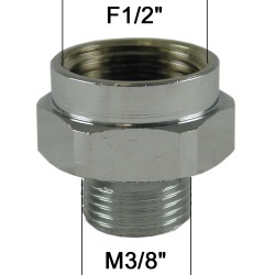 Adaptateur raccord Laiton - Hexagonal - F15x21 (1/2'') à  M12x17 (3/8'')