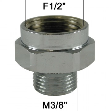 Adaptateur raccord Laiton - Hexagonal - F15x21 (1/2'') à  M12x17 (3/8'')