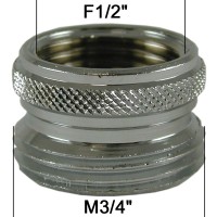Adaptateur raccord Laiton - Moleté - F15x21 (1/2'') à M20x27 (3/4'') - Ecoperl