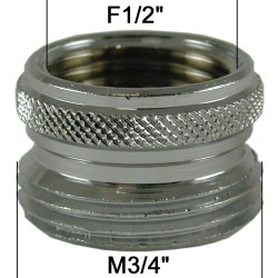 Adaptateur raccord Laiton - Moleté - F15x21 (1/2'') à M20x27 (3/4'')