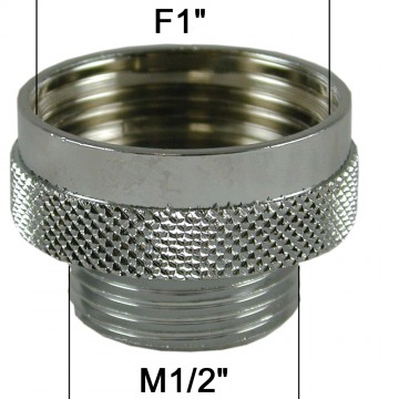 Adaptateur raccord Laiton - Moleté - F26x34 (1'') à M15x21 (1/2'')