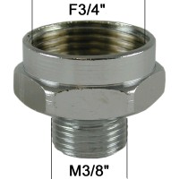 Adaptateur raccord Laiton - Hexagonal - F20x27 (3/4'') à M12x17 (3/8'') - Ecoperl