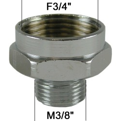 Adaptateur raccord Laiton - Hexagonal - F20x27 (3/4'') à M12x17 (3/8'')