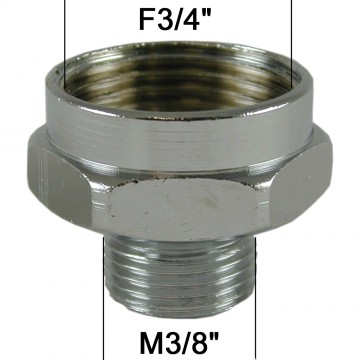 Adaptateur raccord Laiton - Hexagonal - F20x27 (3/4'') à M12x17 (3/8'')